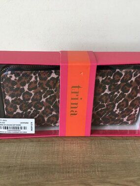 Trina Turk Large Zip Around Leopard Print Wallet Vegan Leather NWT $78